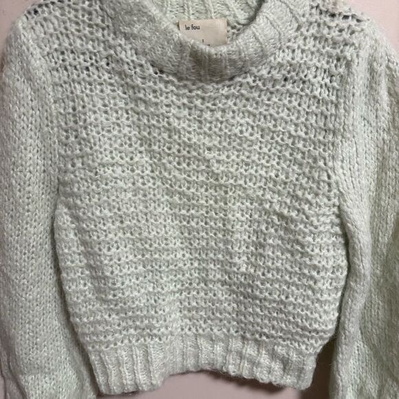 Aritzia Wilfred  Le Fou Shimmy Sweater Ginger Mint Alpaca Wool Blend- Size Small - Picture 5 of 11